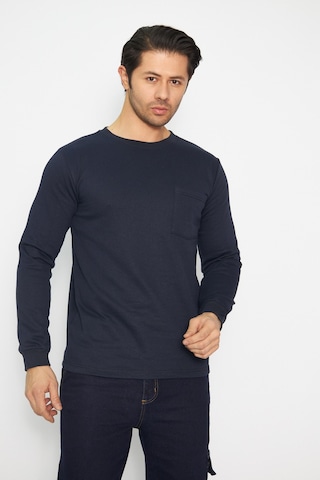 Mervem Uzun Kol Sıfır Yaka Sweatshirt Lacivert