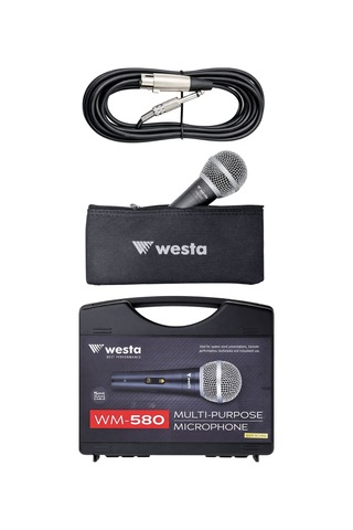 Westa Wm-580 Profesyonel Kablolu Mikrofon Çantalı Dinamik El Mikrofonu - 8697314964312 Koyu Gri