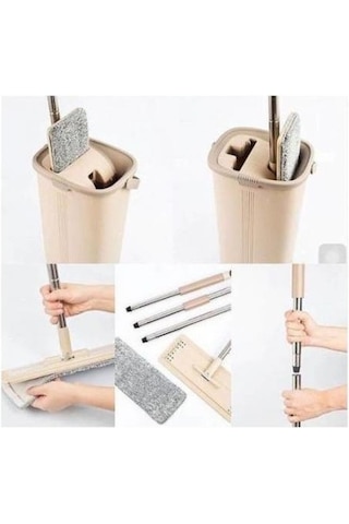 Tablet Mop Yer Duvar Silme Temizlik Paspas Seti + 4 Yedek Bez Krem
