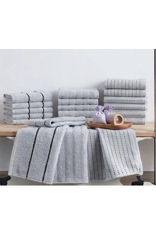 Biçomi-naturel 6 Lı Ultra Emici & Yumuşak Dokulu %100 Pamuk Mutfak Ve El Havlusu Seti 30x50 Cm - Aç Açık Gri