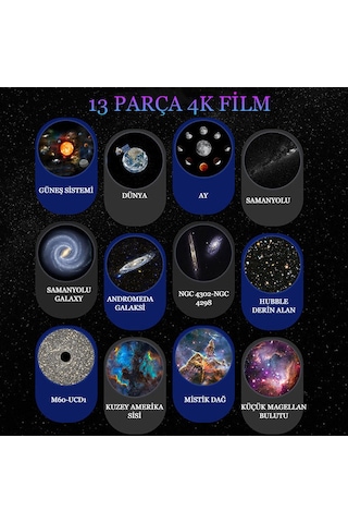 Galaxy Projektor Yıldızlı Gökyüzü Gece Lambası 12 Film Diskli Galaksi Işık Projektörü Desen Özelleştirilmiş Veya Belirtilen