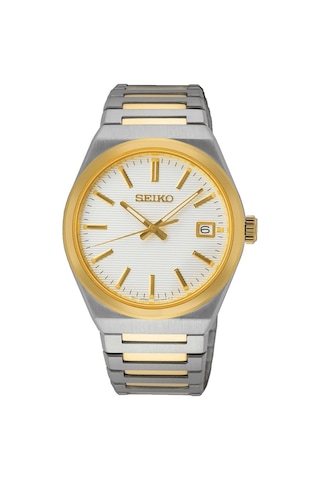 Seiko Sur558p Quartz Çelik Altın/gri Beyaz Kadran 10 Atm 39 Mm Erkek Kol Saati Gri