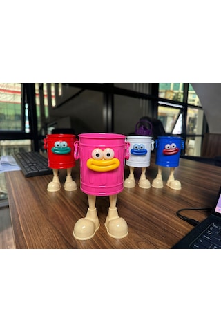 Pembe Gosi Özel Tasarım Ayaklı Pörtlek Gözlü Plastik Organizer Kalemlik Makyaj Kutusu Düzenleme Depolama - 1 Adet
