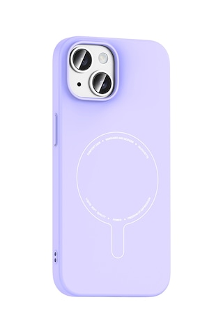 Maks Technology iPhone Uyumlu 15 Kılıf M-safe Şarj Özellikli Kamera Korumalı Mkst Elio Sert Pc Kapak - Lila