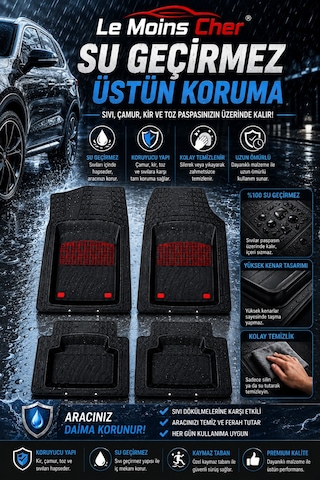 Volkswagen Crafter Panelvan Havuzlu Oto Paspası Kaymaz Taban Dayanıklı Joker Kırmızı