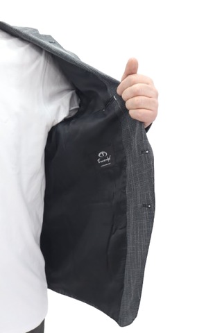 Twenhil Dmctekstil Erkek Ckt-202 Desenli Klasik Kesim Normal Kalıp Çift Düğme Blazer Ceket Füme