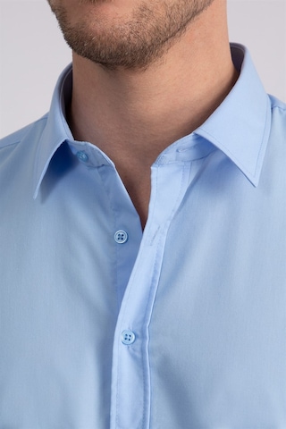Tudors Slim Fit Dar Kesim Tery Cotton Erkek Gömlek-23361 Mavi