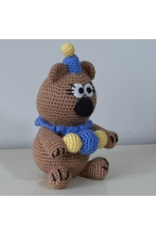 Amigurumi Örgü Oyuncak Ayı Palyaço 24 Cm