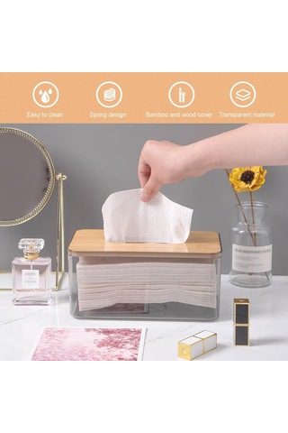 Yunboo Şeffaf Akrilik Havlu Kutusu Tutucu - Modern Mutfak/banyo Organizer - Dayanıklı Dikdörtgen Dispenser Şeffaf