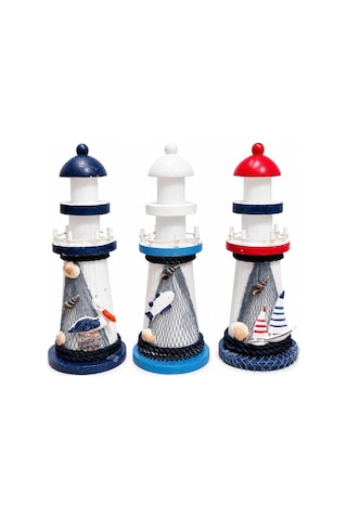 İbico İ12-240 Ahşap Deniz Feneri Maketi - Masaüstü Dekoratif Büyük Boy 22 Cm- 6'li Paket Diğer