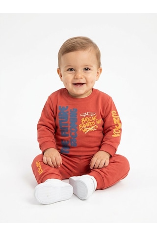 Aydınlar Bebe Organik Pamuk Erkek Bebek 2li Takım Kiremit
