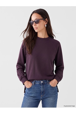 LC Waikiki Lc Waıkıkı Mürdüm Soft Touch Oversize Kadın Sweatshirt Tunik