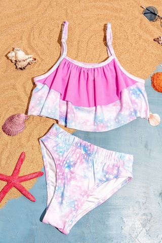 Beniizle Desenli Kız Çocuk Bikini Takım Açıkmavi