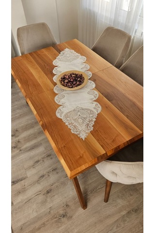 Şal Desen Fransız Dantelli Keten Gardeya Lüks Runner