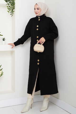 Reha Düğmeli Triko Hırka 1603 - Siyah Siyah