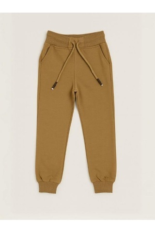Çocuk Beli Paçası Lastikli Yumuşak Dokulu Okul Eşofman Altı-16088 Camel