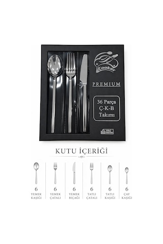 Cooker Premium 36 Parça Çatal Kaşık Bıçak Seti Ckr3595 Gümüş