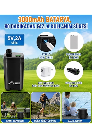 Valkyrie Şarjlı Kamp Duşu 6000mah Dijital Göstergeli Taşınabilir Duş Seti 20l Katlanabilir Kova Ipx7