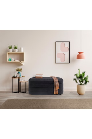Bench Puf - Yatak Ucu Bench - Cnc Çizgili Modern Bench Modelleri -oturma Bankı -küçük Koltuk Siyah
