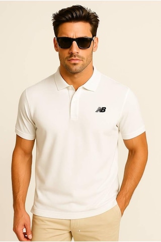 New Balance Beyaz Classic Basic Logo Polo Yaka Pike Tişört Mnt3415-wt Beyaz