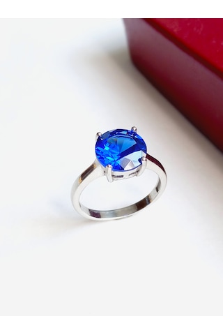 Gümüş Tanzanit Taşlı Yuvarlak Tasarım Kadın Yüzük