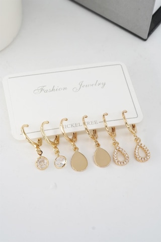 Kadın Zirkon Taşlı Sallantılı Damla Figürlü Klipsli 6'lı Küpe Seti Çok Renkli