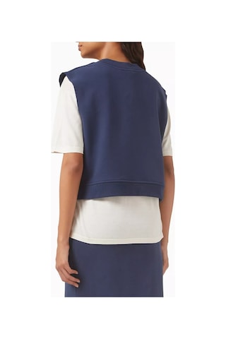 12storeez French Terry Crop Yelek, V Yaka, Ağırlıklı Kumaş Ve Katmanlı Kullanıma Uygun Lacivert