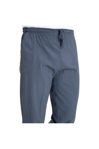 Erkek Ham Bez Lastikli Yüksek Bel Rahat Kalıp %100 Natural Pamuk Eşofman Alt Pantolon Alt Giyim 2188-Koyu Gri