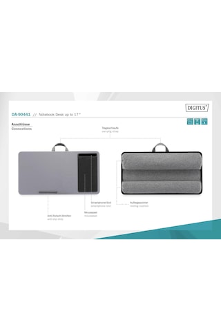 Digitus Notebook Desk/workstation, 17", Cep Telefonu Yuvası, Fare