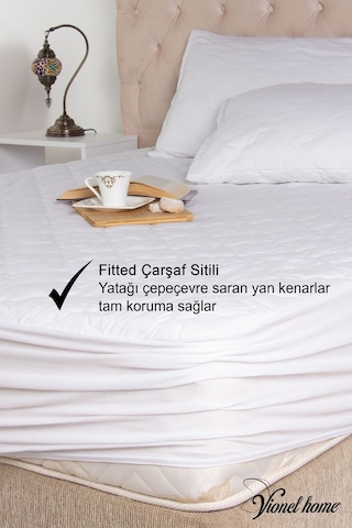 Vionel Home %100 Pamuklu Kapitone Fitted Full Kenar Su & Sıvı Geçirmez Tek Kişilik Yatak Koruyucu Alez