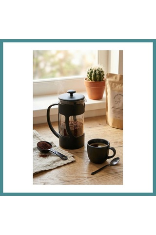 Trendexa 350 Ml Borosilikat Cam French Press & Siyah Modern Kahve Ve Bitki Çayı Demleme Gereci Mac
