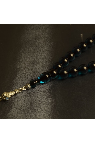 Küre Kesim 11x11 Mm Ateş Kehribar Alpaka Püsküllü Tesbih Yeşil