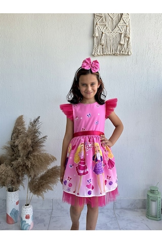 Barbie Kız Çocuk Elbisesi - Pembe