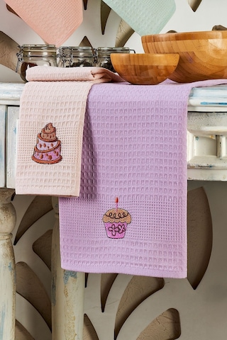 6lı Kurulama Peçetesi Nakışlı 40x60 Kek Lila