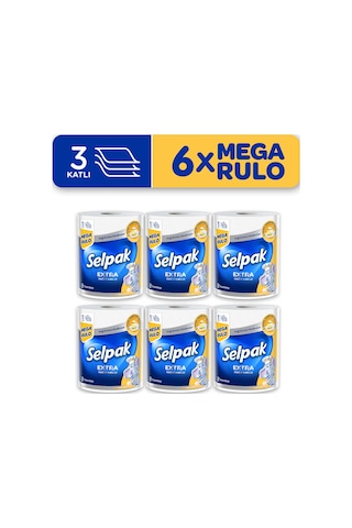 Selpak® 1 3 Yağ Emici Mega Rulo Havlu 6'lı