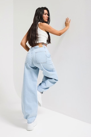 it's basic Kadın Ice 4s6-3 Mega Balon Fit %100 Koton Denim Jean Buz Mavi