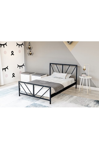 Metalia Gm 228 Gözde Siyah Tek Kişilik Karyola 90X190