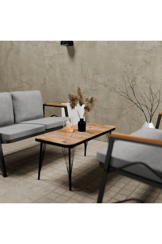 Mb Garden Furnıture Simetri Model, Balkon, Bahçe, Cafe, Metal Koltuk Takımı, Bahçe Takımı ,çay Seti,2+2 Sehpalı Süngerli Açık Gri
