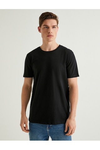 Koton Basic Tişört Slim Fit Bisiklet Yaka Kısa Kollu Siyah 4sam10842hk Siyah