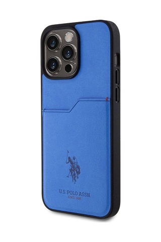 Apple iPhone Uyumlu 15 Pro Max Kılıf U.s. Polo Assn. Lisanslı Baskı Logolu Pu Kartlıklı Kapak - Lacivert