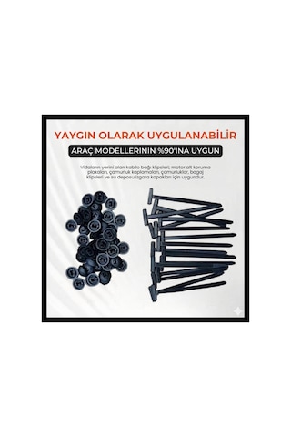 Plentiful Plastik Kablo Bağı Klipsi 30 Adet Set Vidalı Yerine Geçen Universal Oto Klips Bağlantı Elemanı 9 Cm