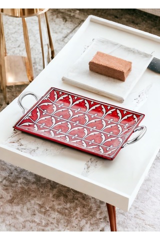 The Mia Corallo Servis Tepsisi Kırmızı 47 x 27 CM