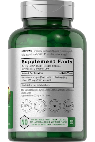 Horbaach Garcinia Cambogia Appetite Control Weight Loss 1000mg 250 Caps Aromasız