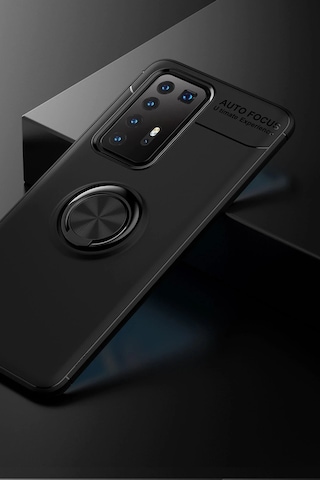 Newface - 457 - Huawei P40 Pro Kılıf Range Yüzüklü Silikon - Ece-umay - - Siyah Sıyah