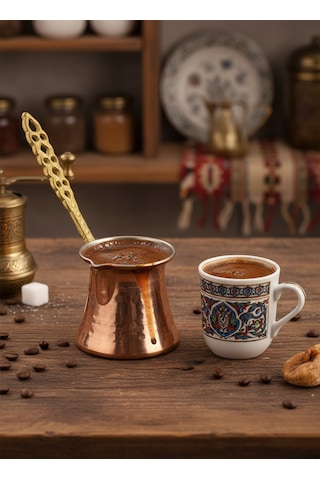 Ludıa Dövme Bakır El Yapımı 155ml Cezve Kahve Cezvesi No2