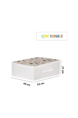 3'lü Set 53x44x21 Cm Baza Altı & Dolap İçi Organizer, Yorgan Düzenleyici Çocuk Hurç Sevimli Desenli Çok Renkli