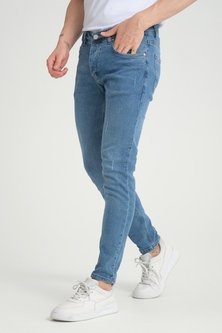 Erkek Skinny Fit Orta Mavi Destroy Skinny Fit Pantolon Orta Mavi
