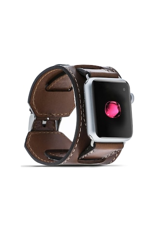Toyigoo Toyigoo Apple Watch Uyumlu Deri Kordon 38-40-41mm Cuff Taba