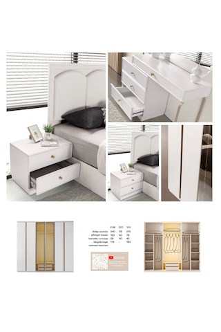 Altay Mdf 6 Kapaklı Reflekte Camlı Gardırop ve Yatak Odası Takımı