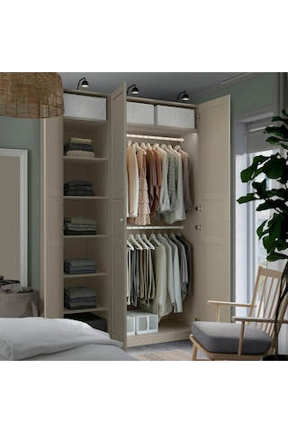 Ikea Gri Geniş Kapaklı Gardırop 150x58x236 Cm